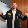 UFC 331 Black letterman Jacket Front