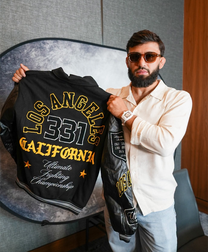 UFC 331 Full-Snap Black Wool Varsity Jacket By Arman Tsarukyan