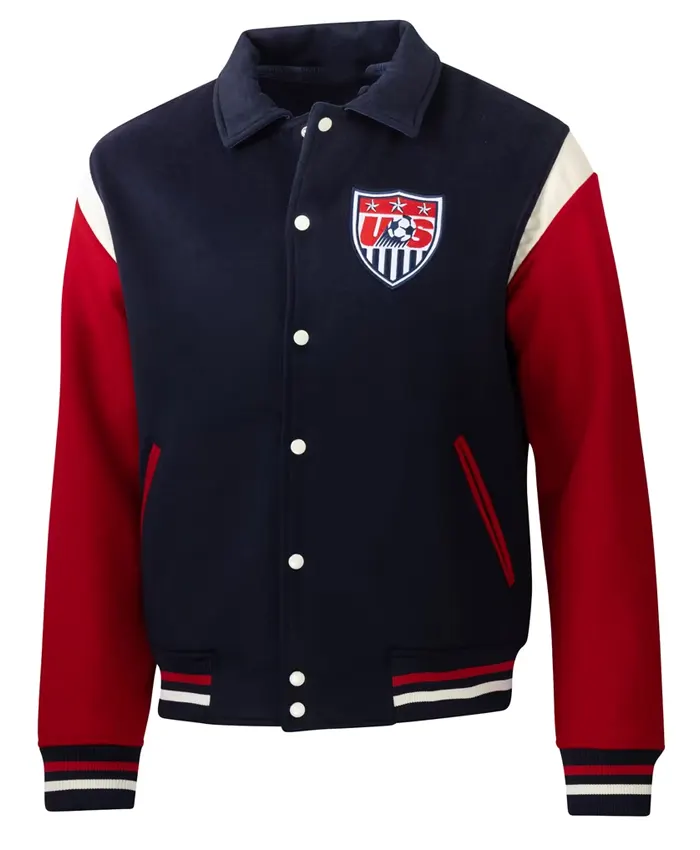 USMNT Sport Design Sweden Men's Legends Navy And Red Wool Varsity Jacket