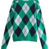 V-Neck Argyle Knit Sweater Back