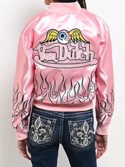 Von-Dutch-Pink-Satin-Bomber-Jacket