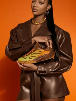WNBA Angel Reese x Reese's Pieces Chocolate Brown Leather Blazer front view