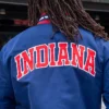 WNBA Indiana Fever Red, White And Blue Script Satin Varsity Bomber Jacket back view