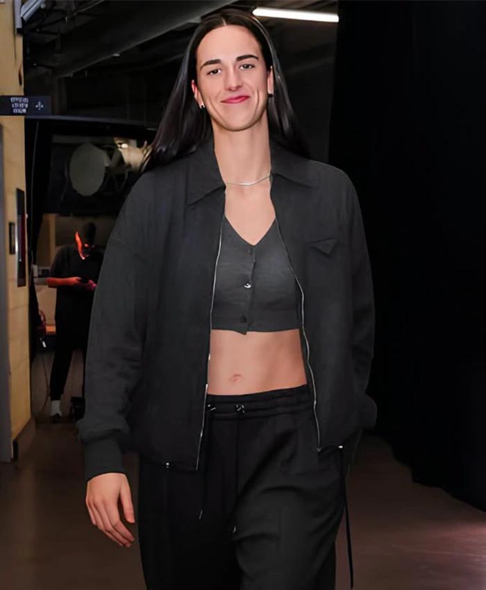 WNBA Playoffs 2026 Caitlin Clark Indiana Fever vs Las Vegas Aces Black Workwear Cotton Jacket front view