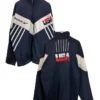 WNBA Star Angel Reese Vintage Team USA Blue Polyester Windbreaker Tracksuit front back view