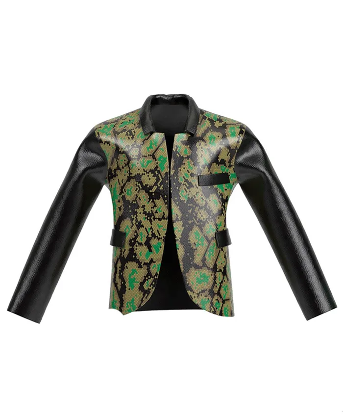 WWE Mr.Iguana AAA TripleMania 34 2026 Halloween Snakeskin Green And Black Leather Jacket front view