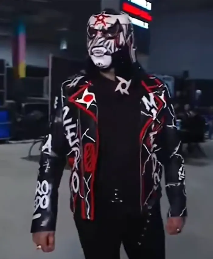 WWE Penta Black and Red Leather Biker Jacket