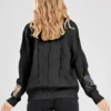 Women's Cable Knit Long Sleeve Black Cardigan Sweater Back