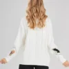 Women's Cable Knit Long Sleeve White Cardigan Sweater Back