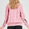 Womens-Chouyatou-Cable-Knit-V-Neck-Button-Down-Embroidery-Cardigan-Pink-Back