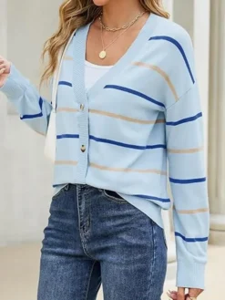 Women's Striped Cardigan Sweater
