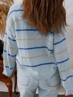 Women's Striped Cardigan Sweater Back