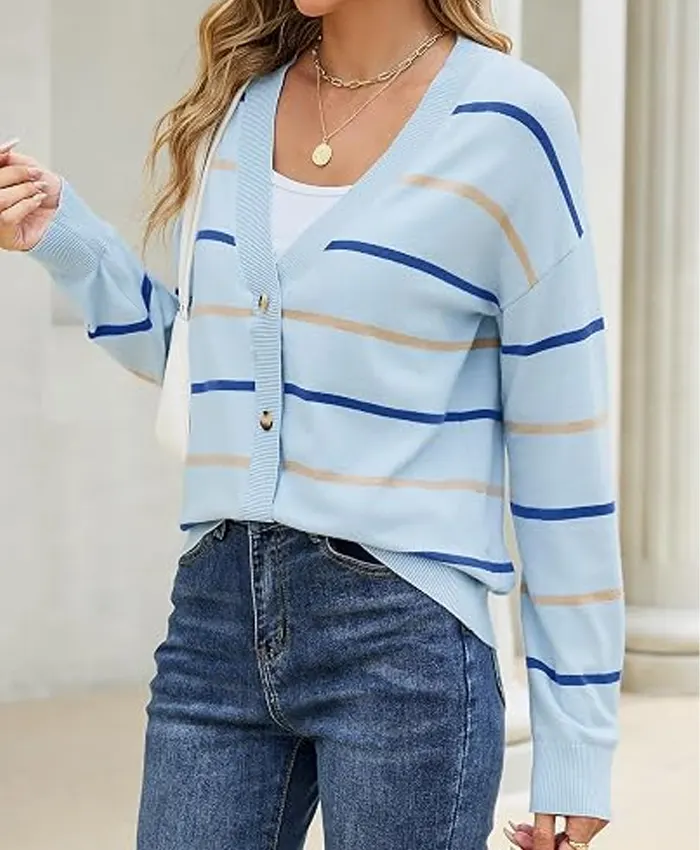 Women's Striped Cardigan Sweater