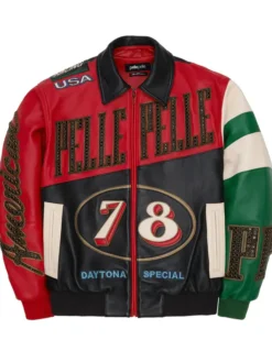 World Champion Rally Pelle Pelle 1978 Daytona Special Bomber Leather Jacket front view