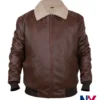 Xavier Smalls TV-Series Beauty in Black Season 02 Angel Brown Shearling Leather Bomber Jacket front view