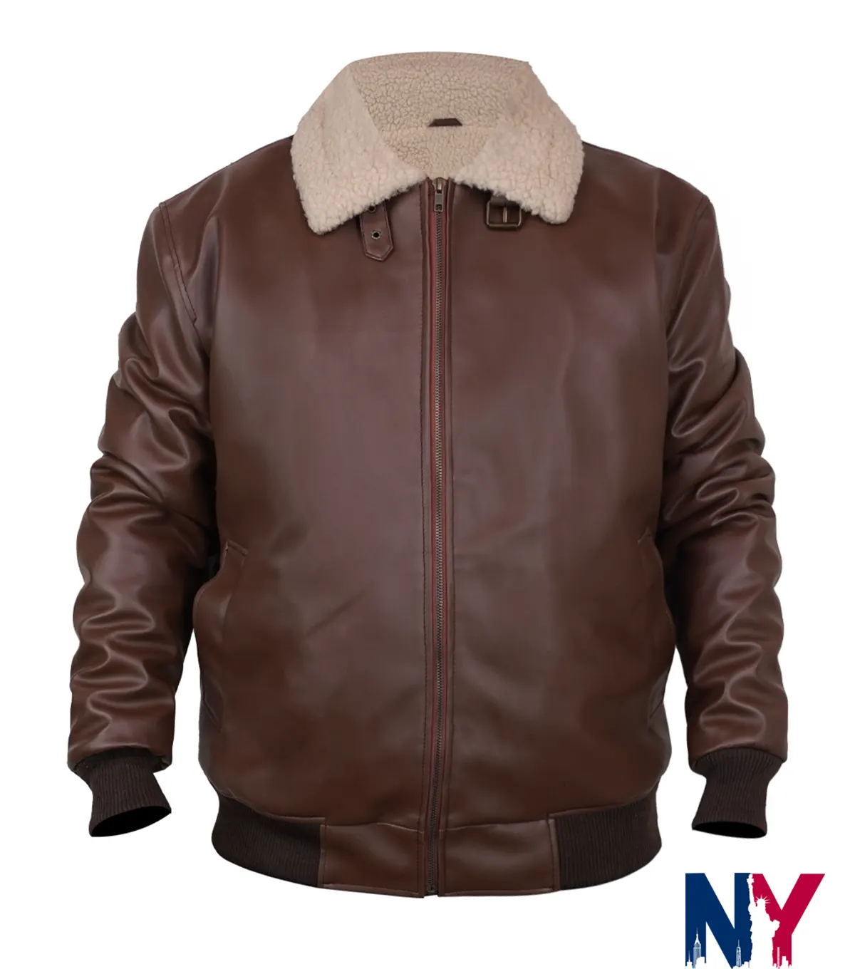 Xavier Smalls TV-Series Beauty in Black Season 02 Angel Brown Shearling Leather Bomber Jacket front view