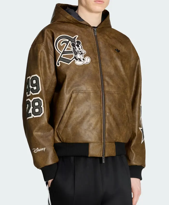 adidas Mens Disney Mickey Mouse Dreams Brown Jacket With Hood