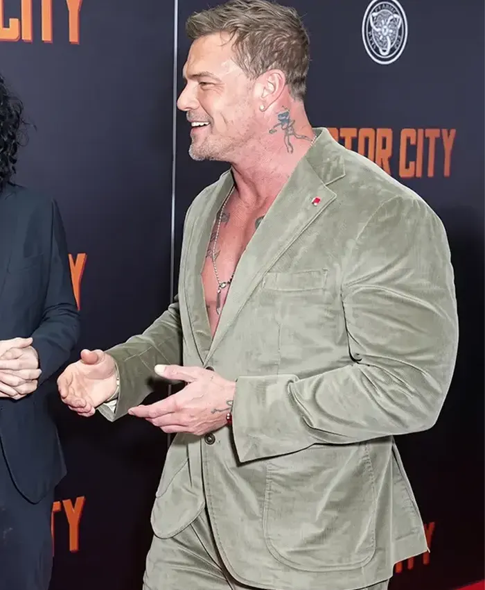 alan-ritchson-motor-city-olive-suit-full-look-corduroy