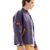 mens Needles Patched Letterman Jacket Purple