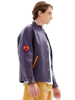 mens Needles Patched Letterman Jacket Purple