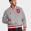 nike legacy ohio state buckeyes full snap bomber jacket gray