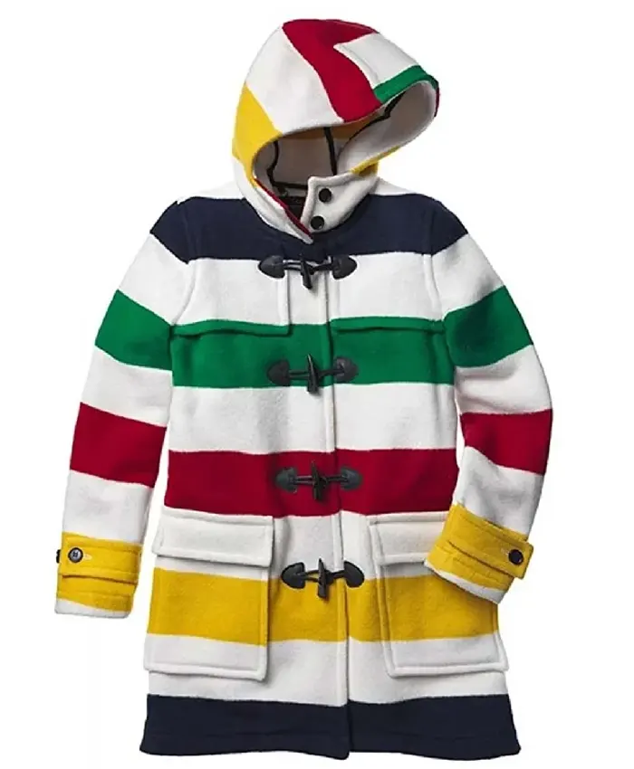 vintage Hudson Bay Duffle Wool Coat With Hood`