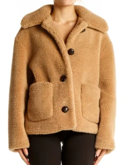 zara Camel Teddy Bear Cropped Jacket