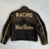 90s Vintage Marlboro Racing Brown Leather Jacket Back