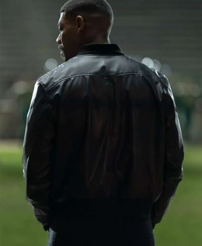 Aaron-Pierre-TV-Series-Lanterns-2026-John-Stewart-Black-Bomber-Leather-Jacket