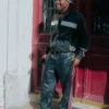 Ademola Lookman Paris Fashion Week Black Leather Tracksuit For Sale
