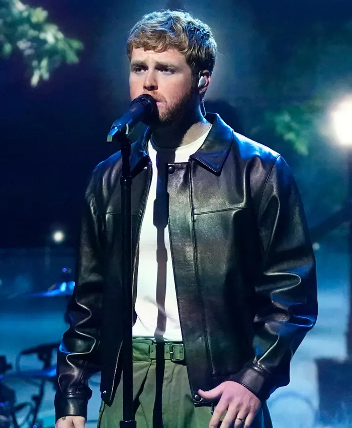 Alex Warren The Tonight Show Jimmy Fallon Black Leather Jacket For Sale