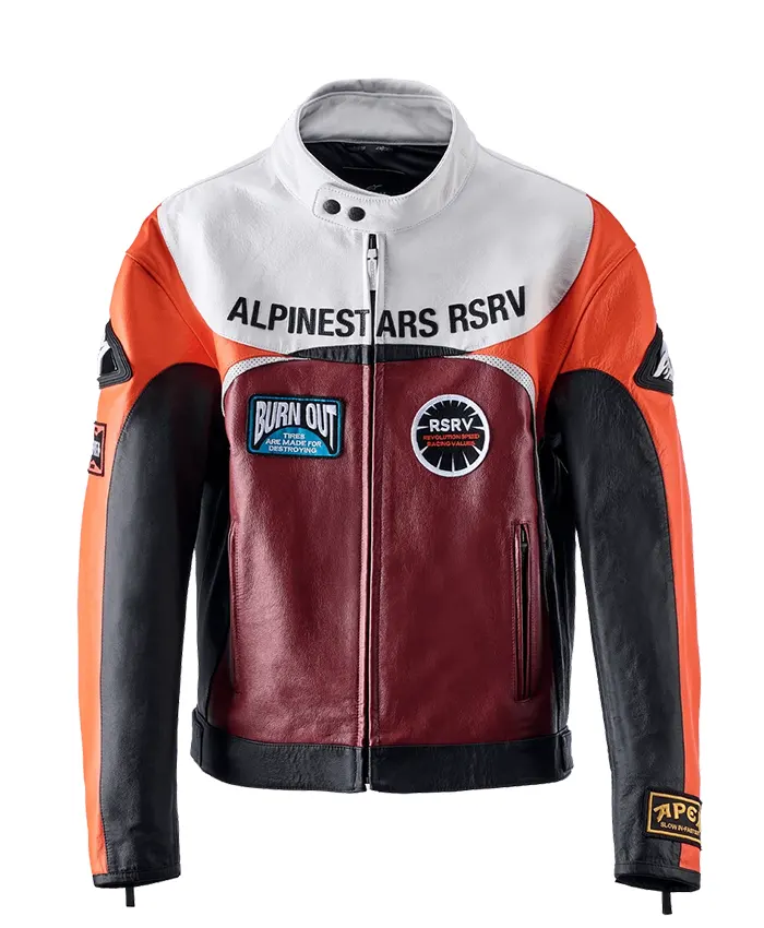Alpinestars RSRV 1999 Dyno Race Craft Moto Cafe Racer Leather Jacket front view