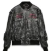 Alpinestars RSRV x Red Bull Black Distressed Bomber Leather Jacket front view