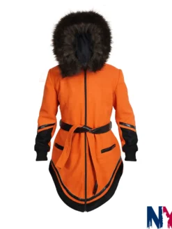Anna Lambe TV-Series 2025 North of North Siaya Fur Collar Orange Wool Coat front view
