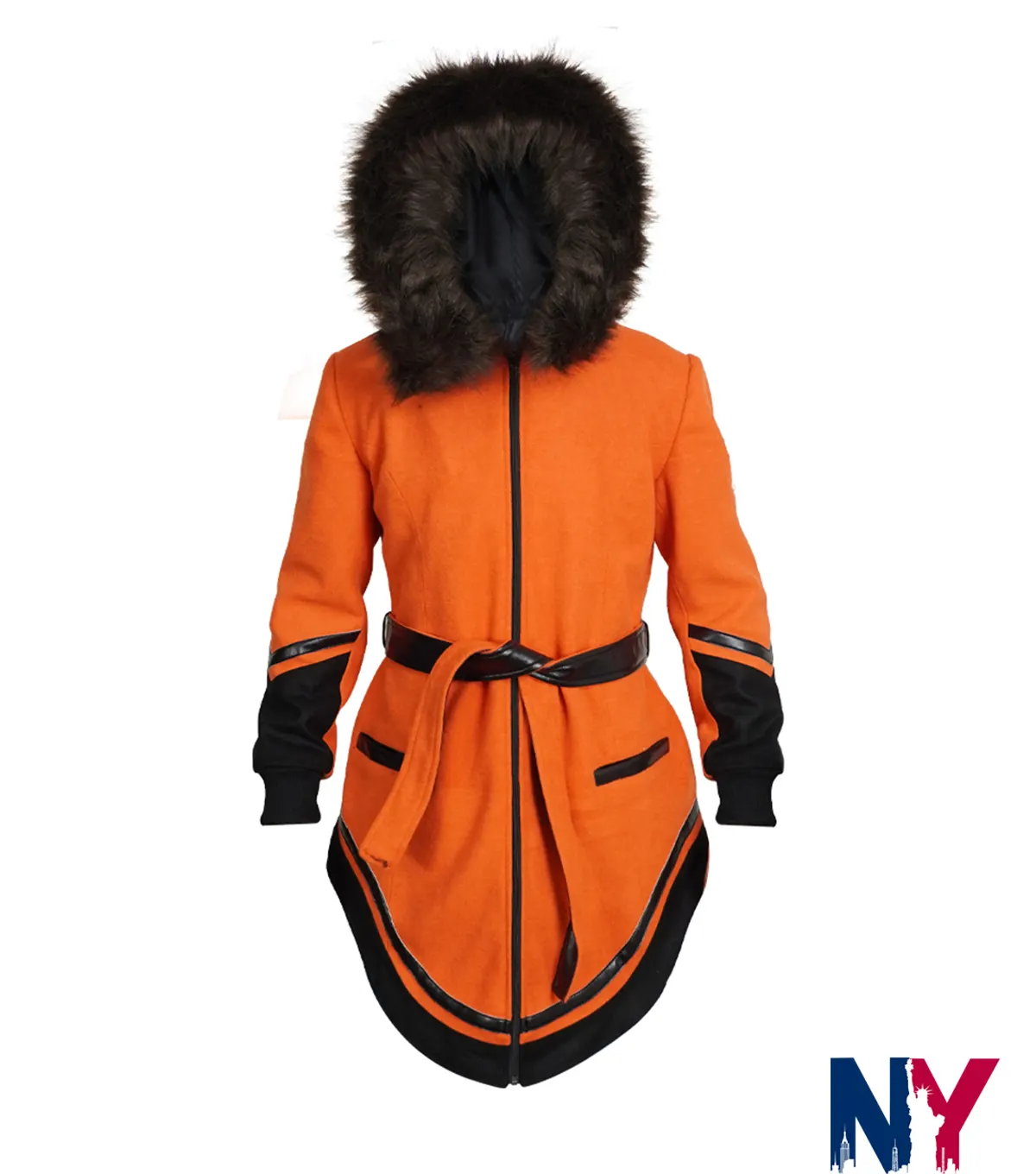 Anna Lambe TV-Series 2025 North of North Siaya Fur Collar Orange Wool Coat front view