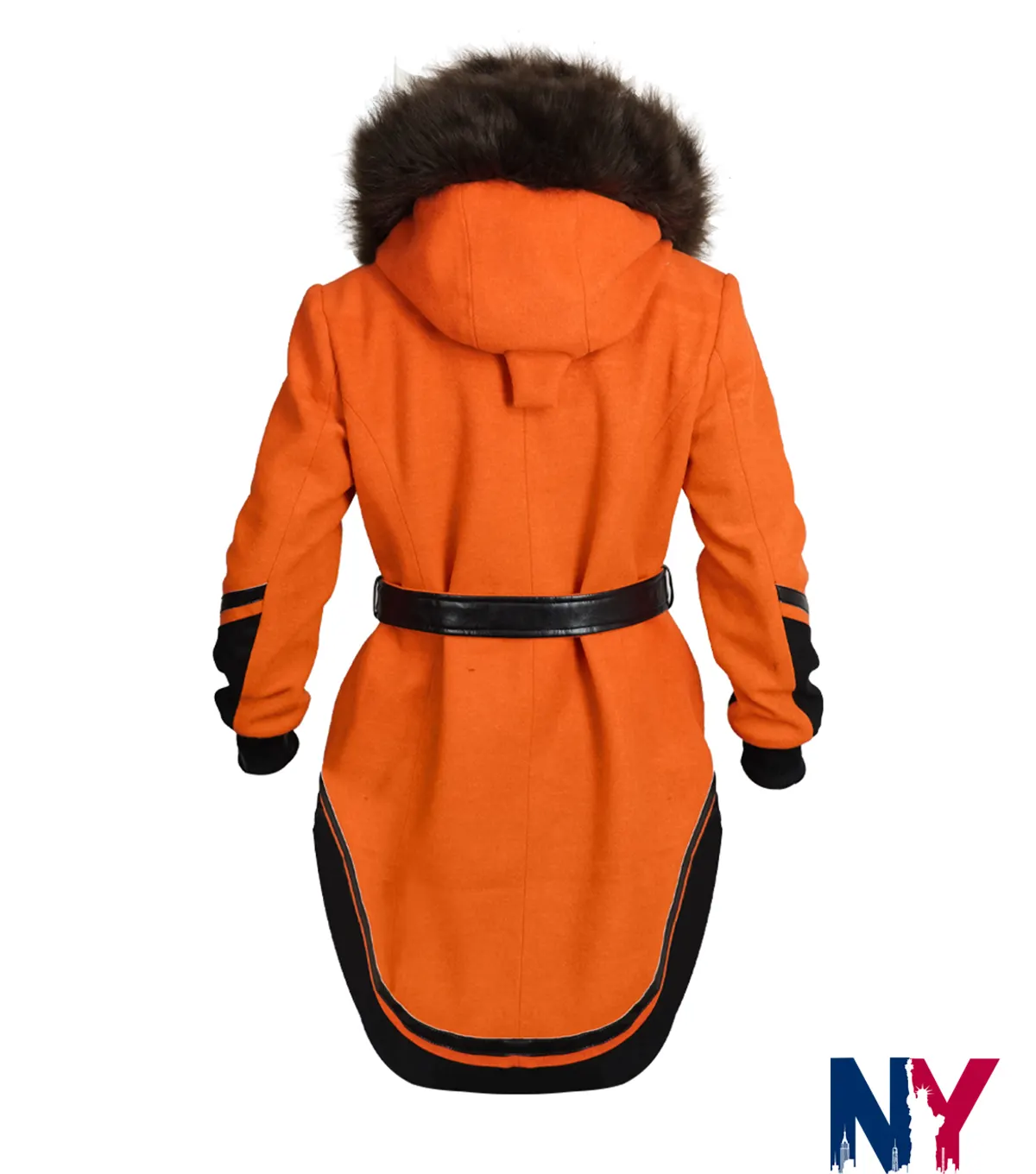 Anna Lambe TV-Series North of North 2025 Siaya Fur Collar Orange Wool Coat back view