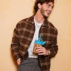 Antonio Cipriano Nespresso Brown Plaid Harrington Jacket