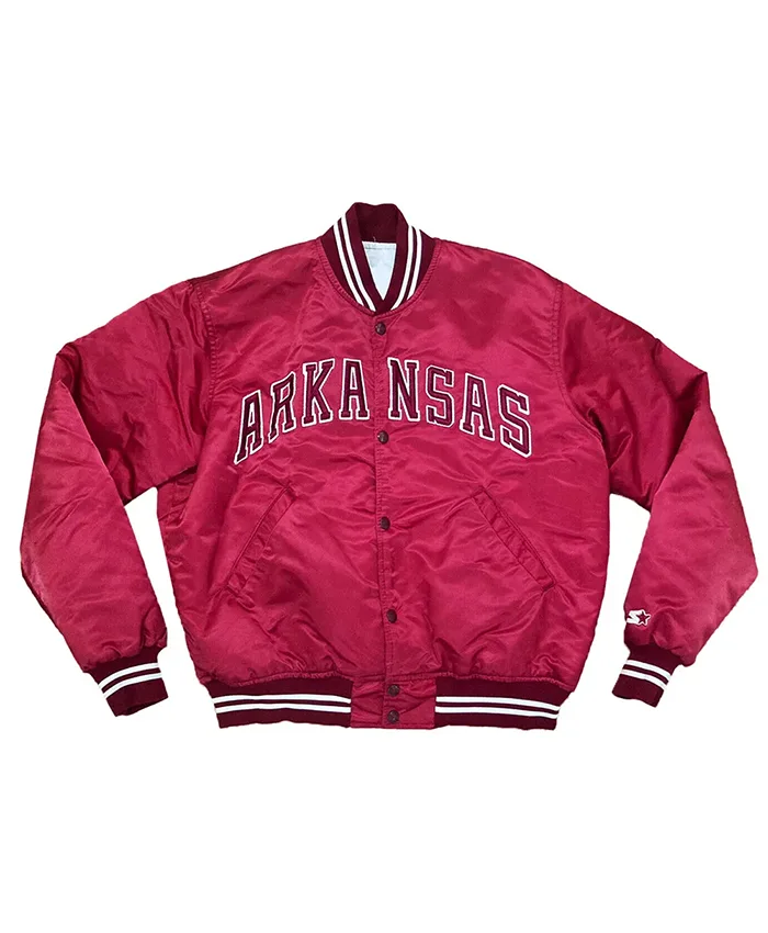 Arkansas-Razorbacks-Burgundy-Satin-Jacket