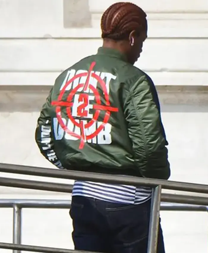 AsAP Rocky Water Taxi Italy Don't BE Dumb Bomber Jacket olive green