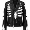 Axl Ros Skeleton Black Leather Biker Jacket