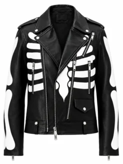 Axl Ros Skeleton Black Leather Biker Jacket