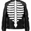 Axl Ros Skeleton Print Leather Biker Jacket Black