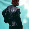 Ayo Maff Nigerian Afrobeats Singer-Songwriter Dealer Leather Black Biker Jacket back view