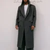 Balenciaga Spring-Summer 2027 Paris Fashion Week Hugo Ekitiké Grey Wool Trench Hooded Coat front view