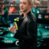 Bang Chan Aston Martin F1 Black Leather Jacket For Sale