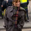 Bella-Maclean-TV-Series-Rivals-2026-Taggie-OHara-Grey-Wool-Trench-Coat