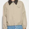 Bottega Veneta Beige Jacket With Leather Collar