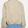 Bottega Veneta Beige Wool Leather Collar Jacket Back