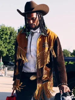 Ceedee Lamb Custom Nike x Bode Tan Suede Fringe Jacket