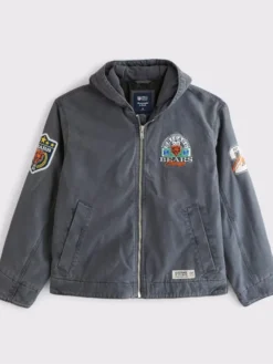 Chicago Bears Abercrombie Fitch Workwear Hooded Bomber Full-Zip Jacket On Sale